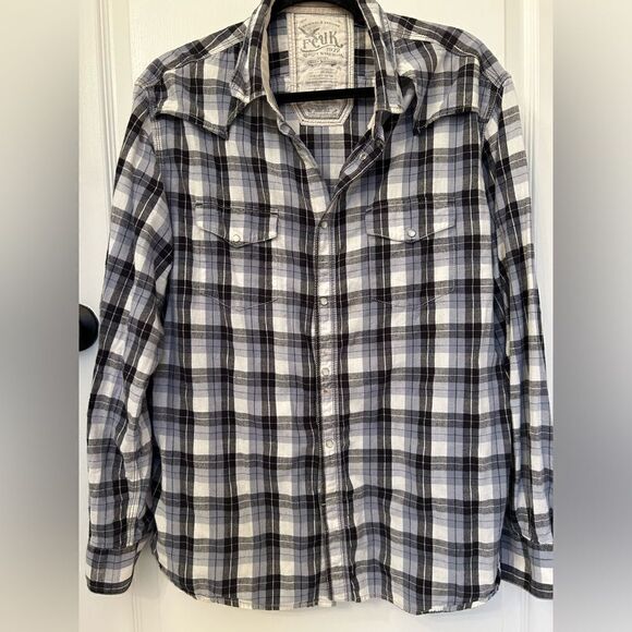 FCUK Denim Clothing Vintage Men’s Plaid Snap Shirt Size XL - Picture 1 of 13